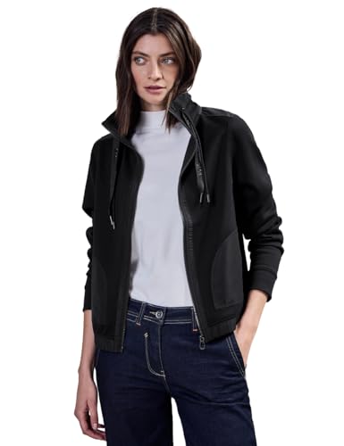 CECIL Damen B253913 Materialmix Sweatjacke, Schwarz, L EU von Cecil