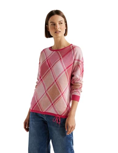 CECIL Damen B302555 Strickpullover Kariert, Cosy Coral, XS von Cecil