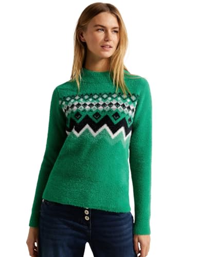 CECIL Damen B302609 Strickpullover Gemustert, Easy Green, XXL von Cecil