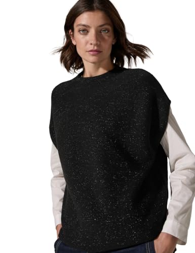 CECIL Damen B303036 Structured Lurex Turtle Vest, Black Lurex, XL EU von Cecil