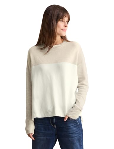 CECIL Damen B303105 Colorblock Pullover, Desert Beige Melange, L EU von Cecil