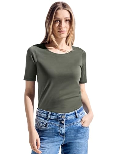 CECIL Damen B317515 Basic T-Shirt in Unifarbe, cool Khaki, Medium von Cecil