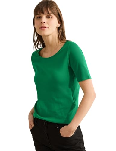 CECIL Damen B317515 T-Shirt in Unifarbe, Garden Green, XS von Cecil