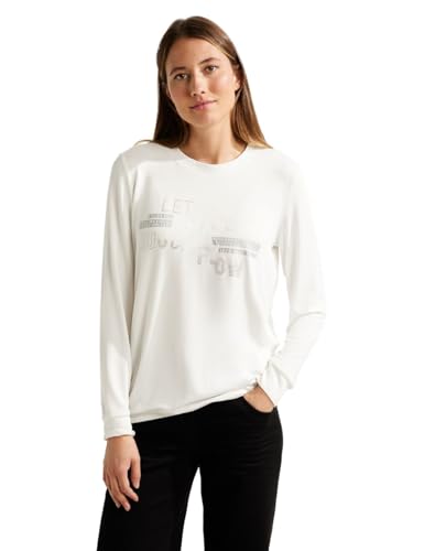 CECIL Damen B320543 Langarmshirt mit Glitzer, Vanilla White, XXL von Cecil