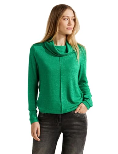 CECIL Damen B320665 Langarmshirt, Cosy Easy Green Melange, XL von Cecil