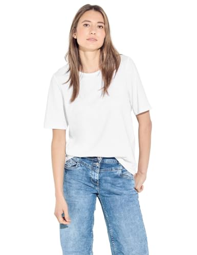 CECIL Damen B321116 Basic T-Shirt, White, Small von Cecil