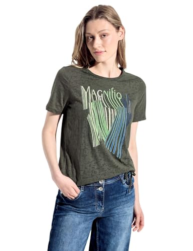 CECIL Damen B321297 Print T-Shirt, cool Khaki, XXL von Cecil
