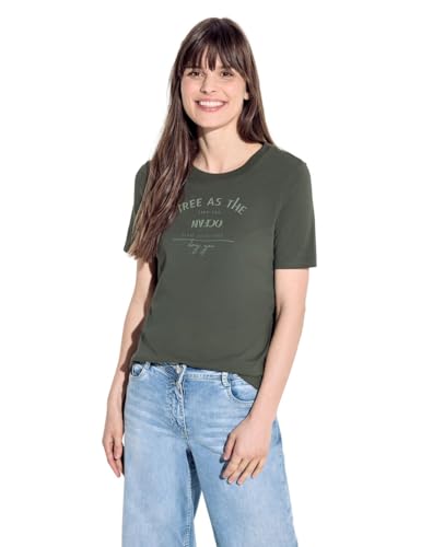 CECIL Damen B321311 Wording T-Shirt, cool Khaki, Large von Cecil