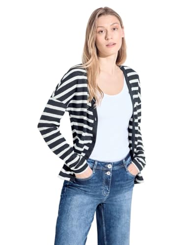 CECIL Damen B321320 Gestreifter Cardigan, universal Blue, XL von Cecil