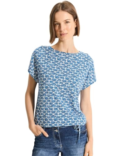 CECIL Damen B321638 Luftiges T-Shirt mit Print, Azure Blue, XL von Cecil