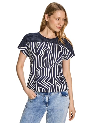 CECIL Damen B321783 Burn-Out T-Shirt Mit Print, Universal Blue, XS EU von Cecil