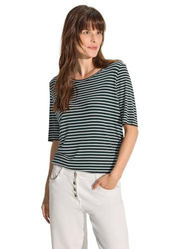 CECIL Damen B321789 Gestreiftes T-Shirt, fir Green, X-Small von Cecil
