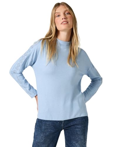 CECIL Damen B322259 Langarmshirt Mit Glitzer, Whisper Blue Melange, XL EU von Cecil