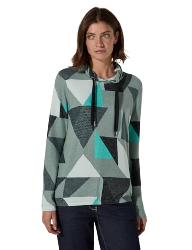 CECIL Damen B322388 TOS Multicolor Triangle Cosy T-Shirt, Glaced Green Melange, XXL EU von Cecil