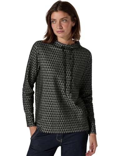 CECIL Damen B322397 Minimal Jacquard T-Shirt, Schwarz,S von Cecil