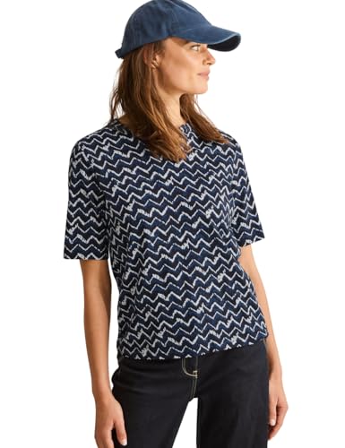 CECIL Damen B322918 T-Shirt mit Minimal Print, universal Blue, S von Cecil