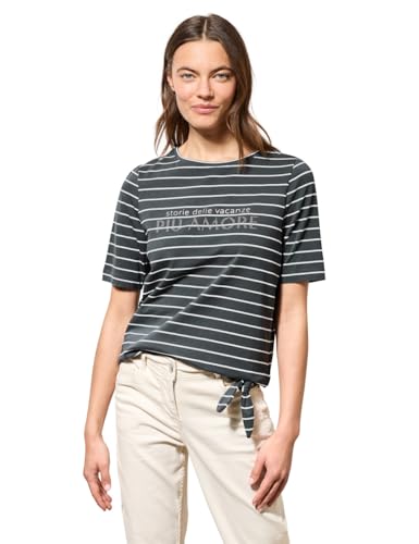 CECIL Damen B322945 Streifenshirt mit Wording, Slate Khaki, M CECIL Damen B322945 Streifenshirt mit Wording, Slate Khaki, M von Cecil