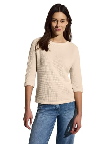 CECIL Damen B322967 Ajour Strukturshirt, Pearl beige, XXL von Cecil