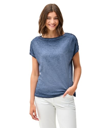 CECIL Damen 3226142 T-Shirt mit Knopfdetail, Urban Navy Blue, XS von Cecil