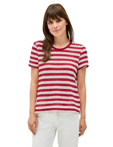 CECIL Damen B323520 Gestreiftes Ajour T-Shirt, Glazed Apple Red, L von Cecil