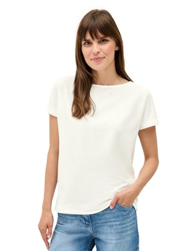 CECIL Damen 3226755 Struktushirt in Unifarbe, Vanilla White, XL von Cecil