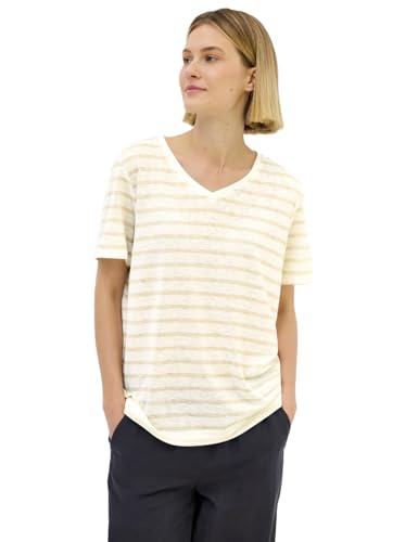 CECIL Damen B323552 Strick-Look Streifen-Shirt, Pearl Beige, M von Cecil