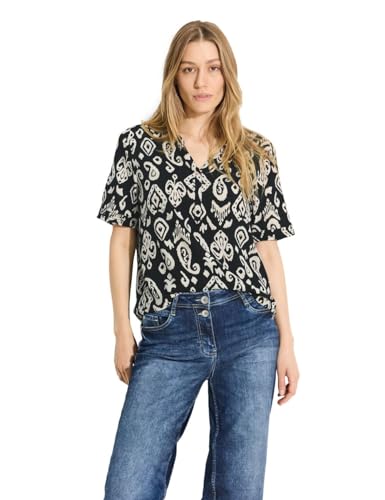 CECIL Damen B344763 Print Bluse, Black, Large von Cecil