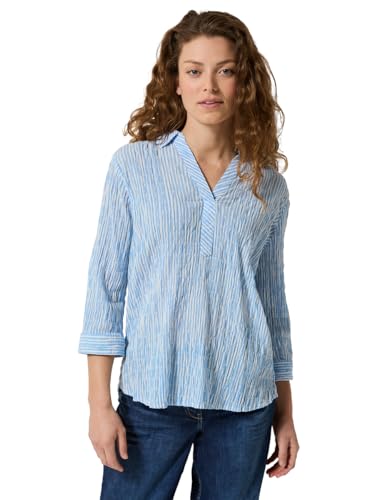 CECIL Damen B345549 Gestreifte Seersucker Bluse, Ultramarine, Large von Cecil