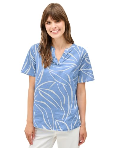 CECIL Damen B345832 Gemusterte Baumwollbluse, Deep Pastel Blue, XXL von Cecil