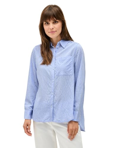 CECIL Damen B345833 Gestreifte Hemdbluse, Deep Pastel Blue, L CECIL Damen B345833 Gestreifte Hemdbluse, Deep Pastel Blue, L von Cecil