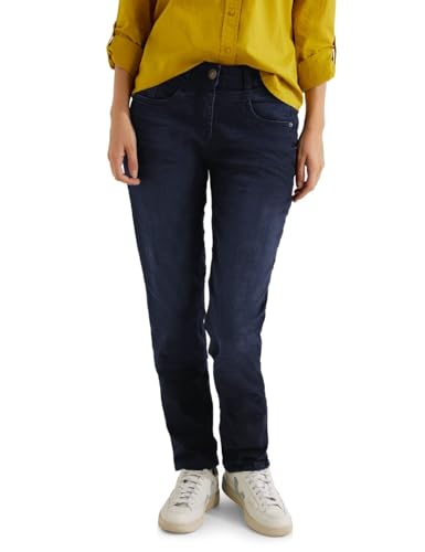 CECIL Damen B376937 Jeanshose Tapered und High, Dark Blue Black Washed, 26W / 30L von Cecil