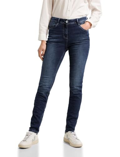 CECIL Damen B377022 Jeanshose Slim und High, mid Blue Used wash, 27W / 30L von Cecil