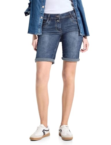 CECIL Damen B377200 Jeans Shorts, mid Blue Used wash, 30W von Cecil