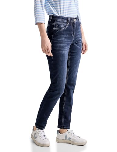 CECIL Damen B377532 Jeans Slim und High, mid Blue Used wash, 27 W/30 L von Cecil