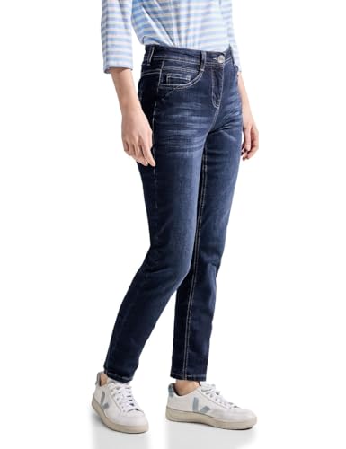 CECIL Damen B377532 Jeans Slim und High, mid Blue Used wash, 30W x 28L von Cecil