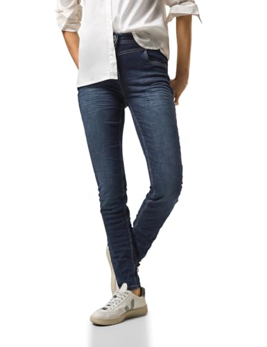 CECIL Damen Style Vicky 1-knopf 59 Jeans Slim Fit, Mid Blue Wash, 34W / 28L EU von Cecil