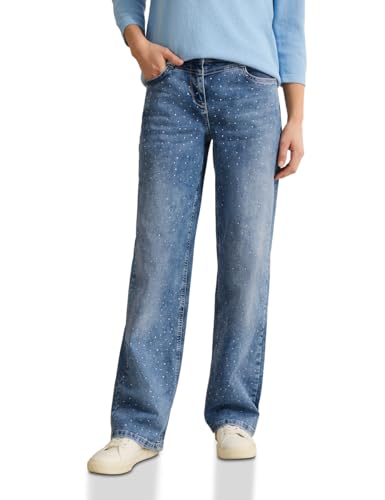 CECIL Damen B378809 Glitzernde Wide Leg Jeans, Light Blue Used Wash, 30W / 32L EU von Cecil