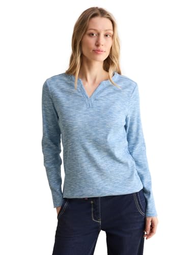 CECIL Damen B322609 Shirt Mit Rippstruktur, Light Blue Melange, XXL EU von Cecil