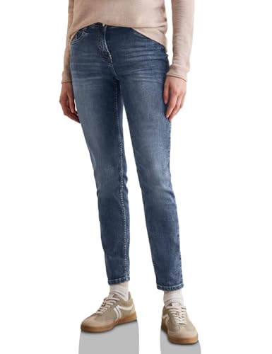 CECIL Damen Style Scarlett 1-knopf 49 Jeans Im Casual Fit, Mid Blue Wash, 30W / 30L EU von Cecil