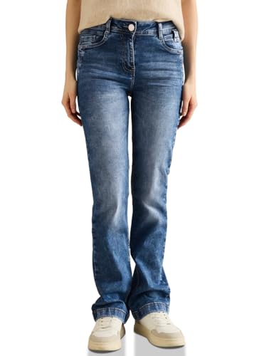 CECIL Damen Style Toronto 1-Knopf 59 Bootcut Jeans, Mid Blue Wash, 26W / 30L von Cecil