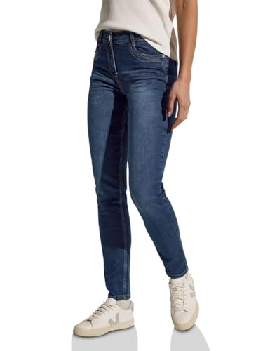 CECIL Damen Style Toronto 1-Knopf 59 Slim Fit Jeans, mid Blue wash, 29 W/32 L von Cecil