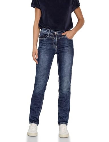 CECIL Damen Style Toronto Straight 1-Knopf 59 Jeans Slim Fit, Mid Blue Wash, 30W / 32L von Cecil