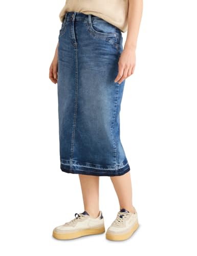 CECIL Female B361666 Midi-Jeansrock, Mid Blue Used Wash, 32W EU von Cecil