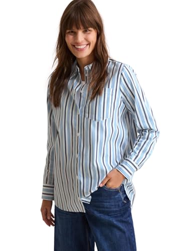 CECIL Damen B345316 Gestreifte Longblouse, Fresh Light Blue, M EU von Cecil