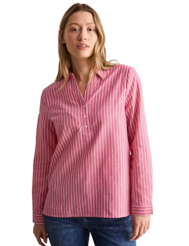 CECIL Damen B345319 Gestreifte Oxford Bluse, Granita Red, L EU von Cecil