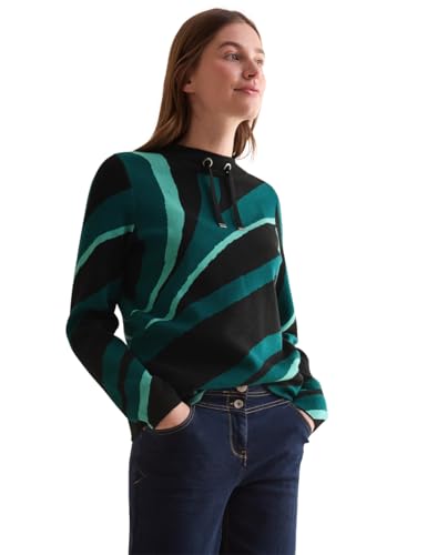 CECIL Damen B303093 Jaquard-Pullover, Schwarz, XL EU von Cecil