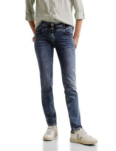 Cecil Damen B376933 Jeanshose Slim, Dark Blue Black Washed, 30W / 32L von Cecil