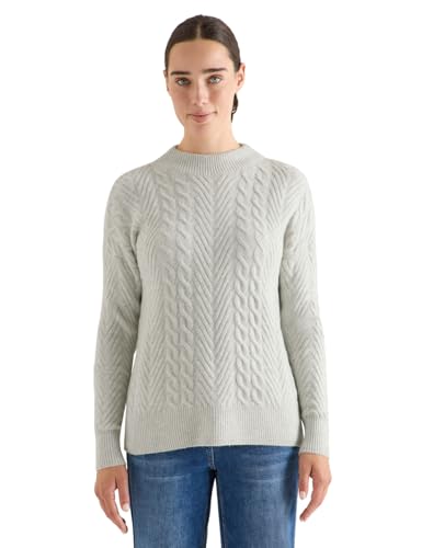 CECIL Pullover mit Zopfmuster Metal Grey Melange XXL von Cecil
