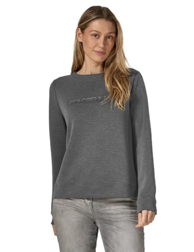 CECIL Damen B303040 Roundneck Sweatshirt W. Silk Touch, Flint Grey Melange, L EU von Cecil