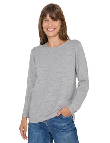 CECIL Rundhals Strukturpullover Heather Silver Chalk Melange M von Cecil